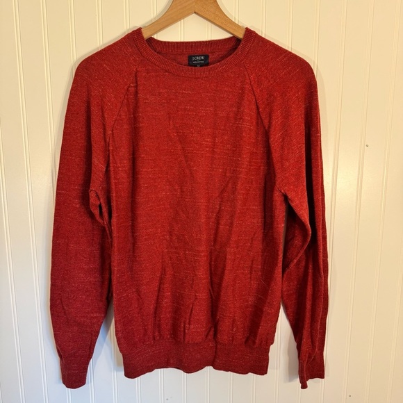 J. Crew Raglan Budded Men's Red 100% Cotton Business Casual Sweater Size Medium - Picture 2 of 12